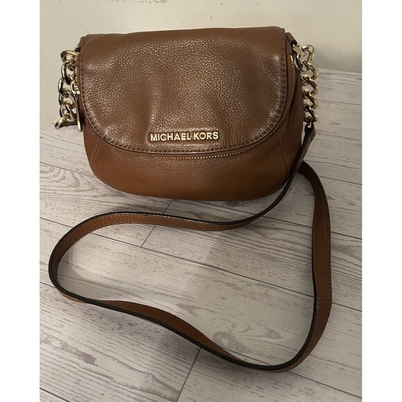 Michael Kors Bedford Brown Cognac Leather Crossbody Bag - Picture 1 of 10